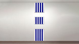 Abstract blue stripes on 3 boxes art
