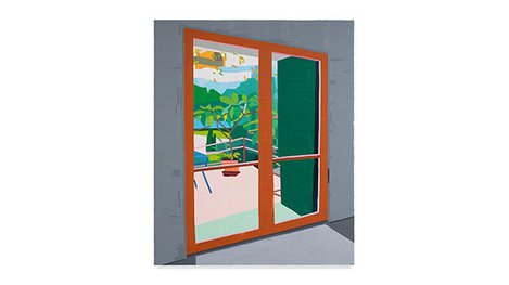 Painting of a scene of plants outside a window