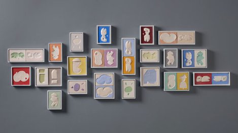 Group of ceramic color blocks art