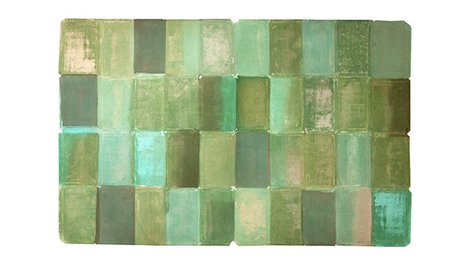Painted Rectangles in multiple green hues