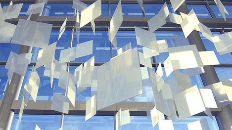 Hanging translucent panes art